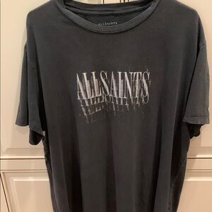 All Saints Black Short Sleeve Tee with Metallic Logo